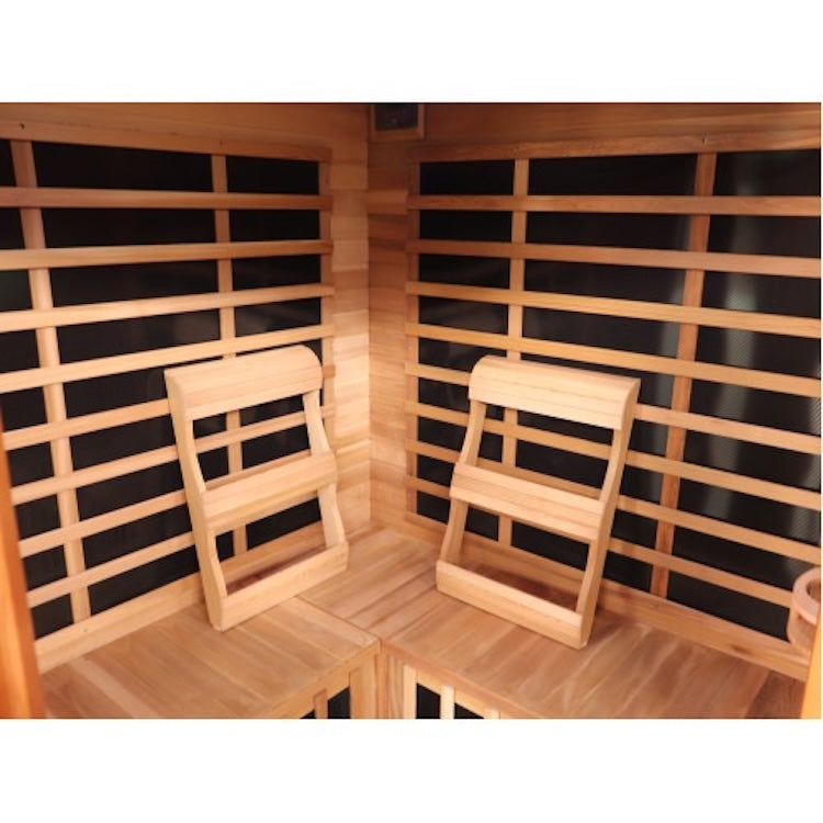 SunRay Bristol Bay 4 Person Corner Cedar Infrared Sauna with Carbon Heaters