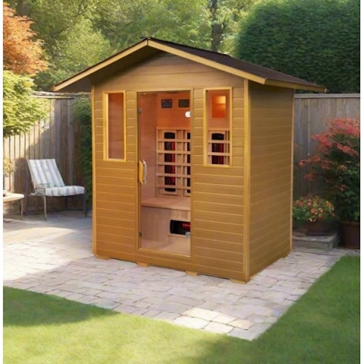 SunRay Cayenne 4 Person Outdoor Infrared Sauna with Ceramic Heaters