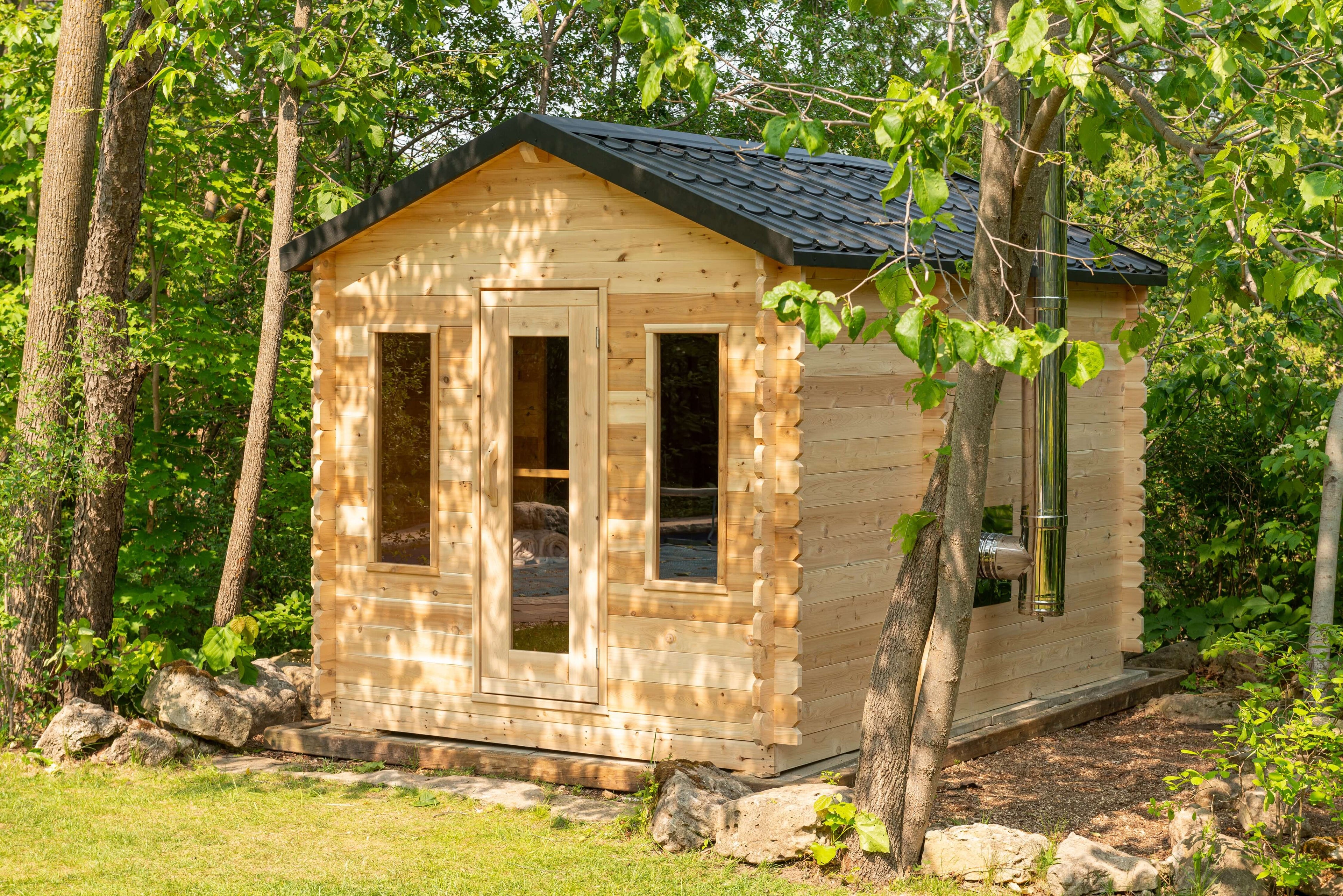 Dundalk LeisureCraft Sauna Dundalk CT Georgian 6 Person Outdoor Sauna with Changeroom