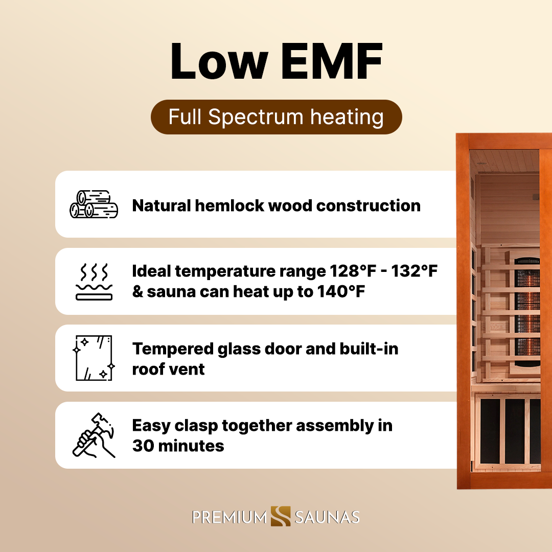 Dynamic Saunas Sauna Dynamic "Santiago" 2-person Full Spectrum Near Zero EMF FAR Infrared Sauna DYN-6209-03 FS