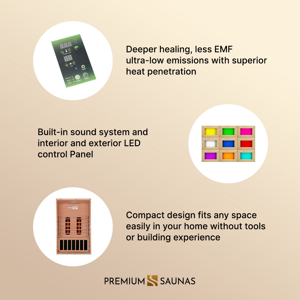Dynamic Saunas Sauna Dynamic "Santiago" 2-person Full Spectrum Near Zero EMF FAR Infrared Sauna DYN-6209-03 FS