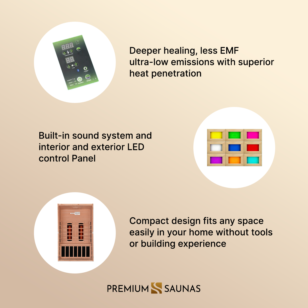 Dynamic Saunas Sauna Dynamic "Santiago" 2-person Full Spectrum Near Zero EMF FAR Infrared Sauna DYN-6209-03 FS