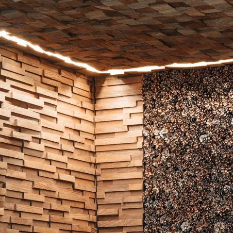EmotionWood EmotionWood Square 58 Thermo-Ash Decorative Sauna Wall Panel