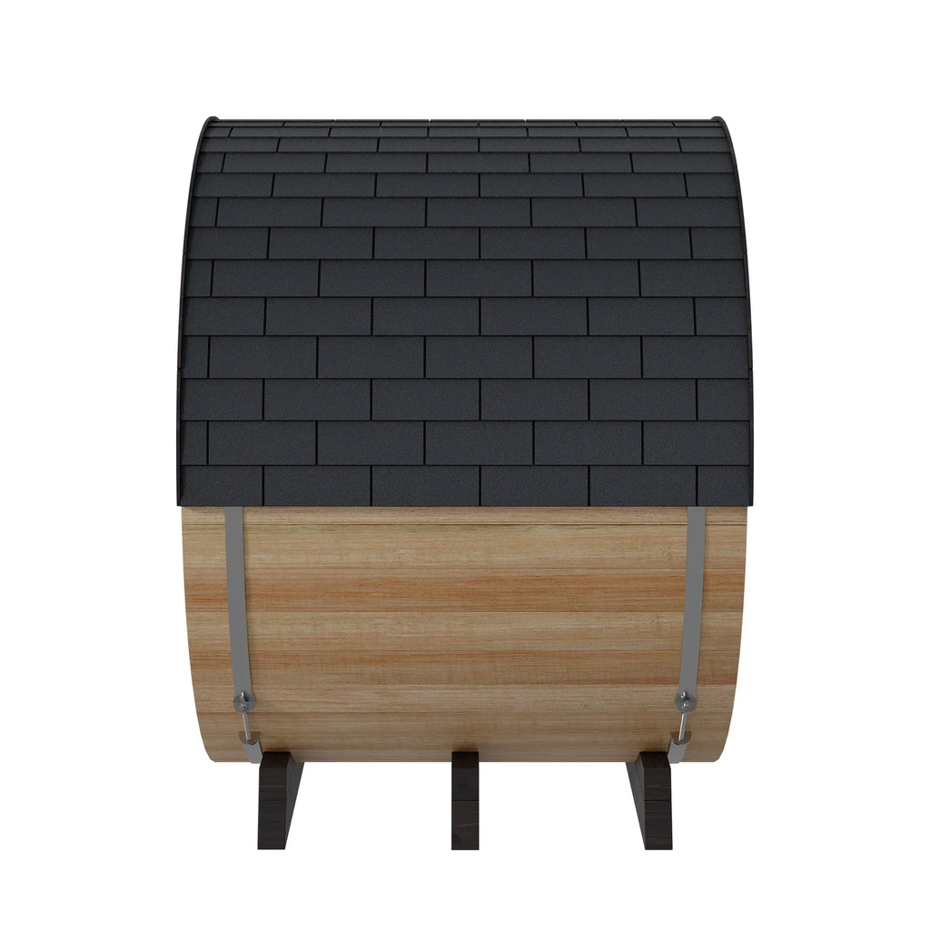 Finnmark Saunas Sauna Finnmark FD-7 Outdoor Hybrid Infrared and Traditional 4-Person Thermo-Aspen Barrel Sauna