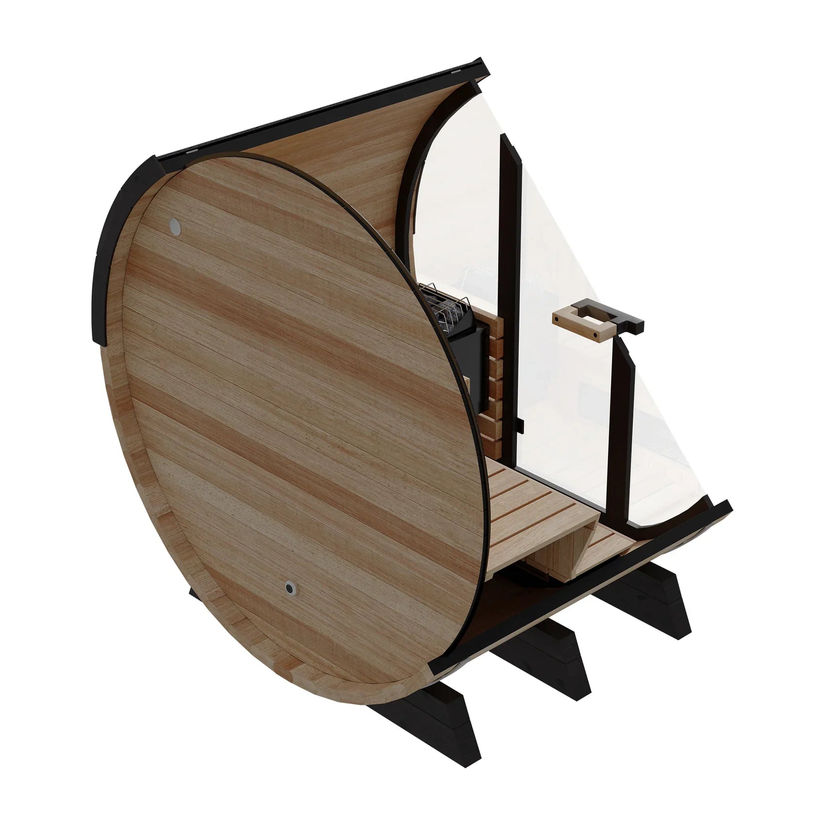 Finnmark Saunas Sauna Finnmark FD-7 Outdoor Hybrid Infrared and Traditional 4-Person Thermo-Aspen Barrel Sauna