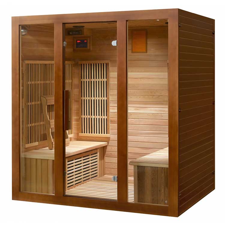 SunRay Roslyn 4 Person Cedar Infrared Sauna with Carbon Heaters & Side Bench Seating