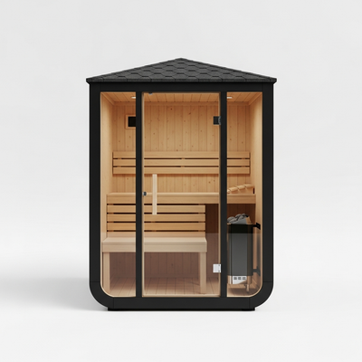Søvna Mono Cube-Series 03 outdoor 1-2 person steam sauna — exterior front view