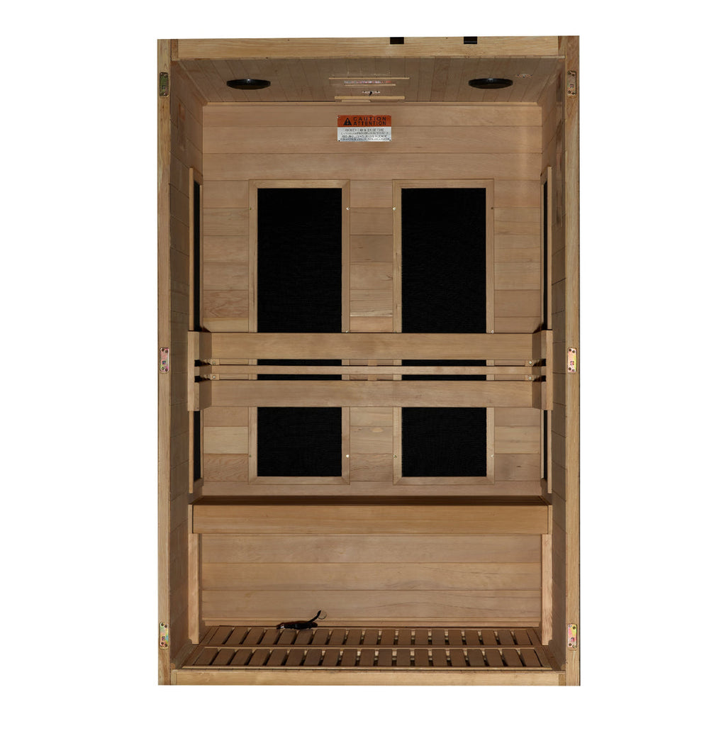 Premium Saunas Golden Designs Lucca Elite 2-person Ultra Low EMF FAR Infrared Sauna with Canadian Hemlock