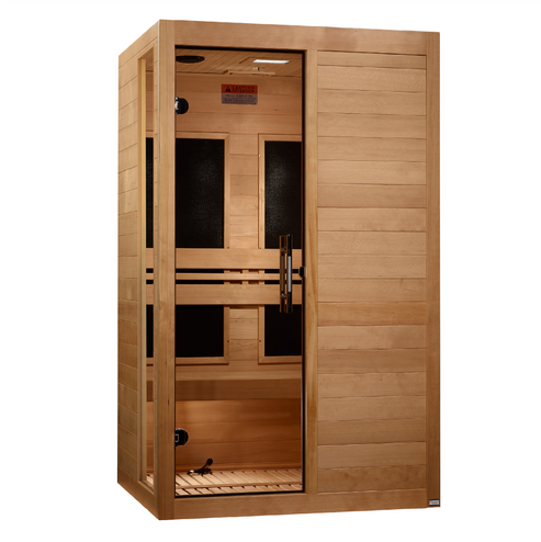 Premium Saunas Golden Designs Lucca Elite 2-person Ultra Low EMF FAR Infrared Sauna with Canadian Hemlock