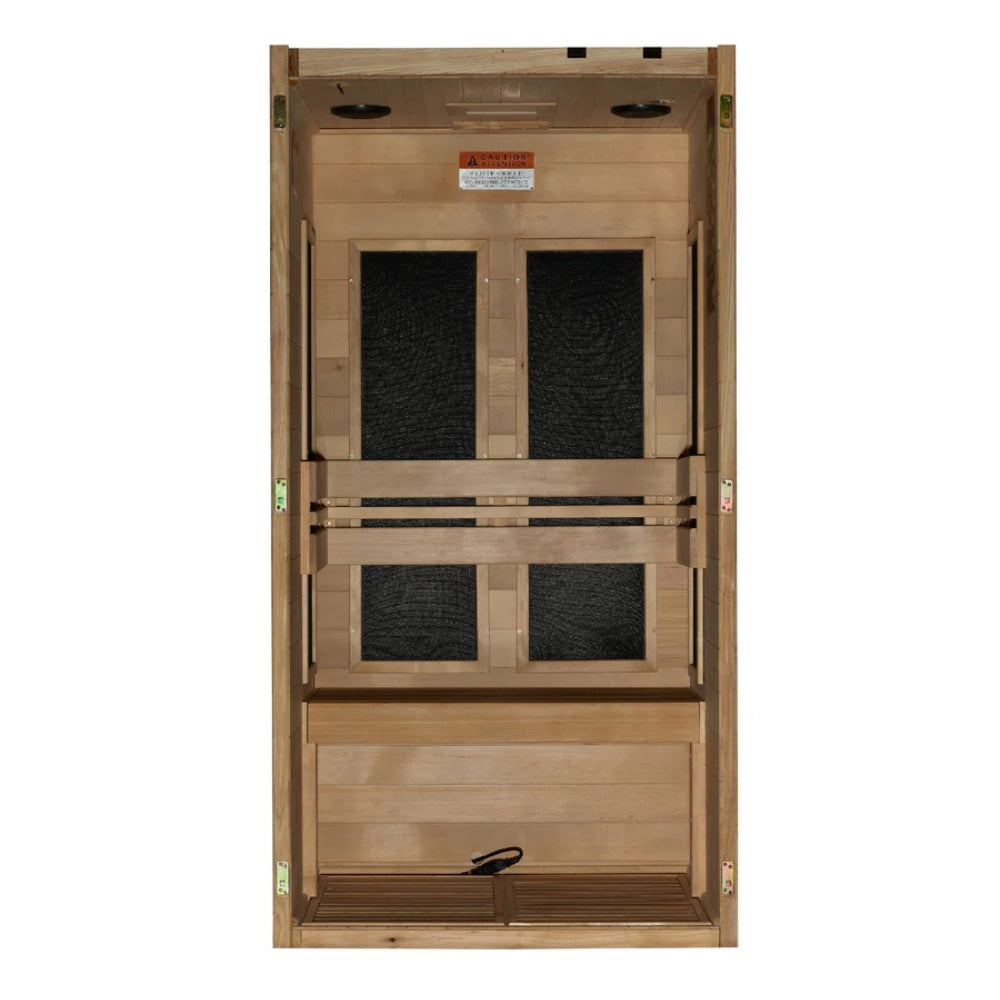 Premium Saunas Golden Designs Veneto Elite 1-2 Person Ultra Low EMF FAR Infrared Sauna with Canadian Hemlock